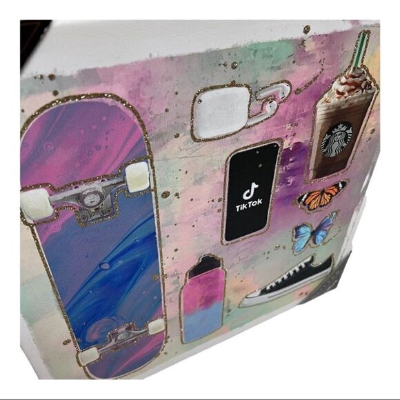 Starbucks Canvas Wall Art Skateboard Tik Tok Dorm Sneakers Rainbow Butterfly - Picture 2 of 6